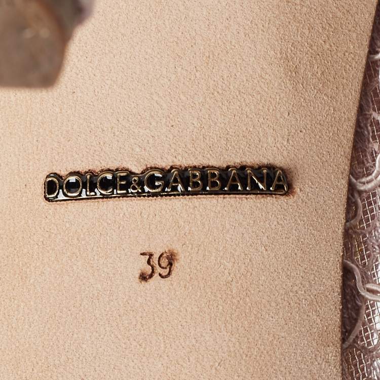 Pre Owned Dolce & Gabbana Purple Lace Crystal Embellishments Pointed Toe Pumps Size 39