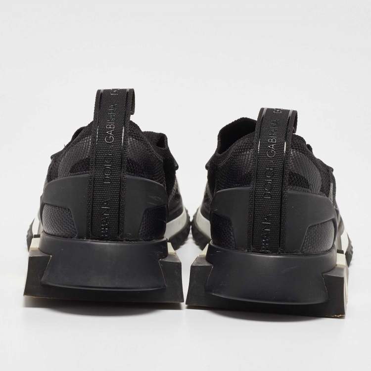 Pre Owned Dolce & Gabbana Black Knit Fabric Sorrento Slip On Sneakers Size 35