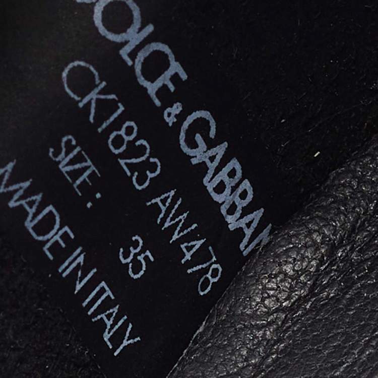 Pre Owned Dolce & Gabbana Black Knit Fabric Sorrento Slip On Sneakers Size 35