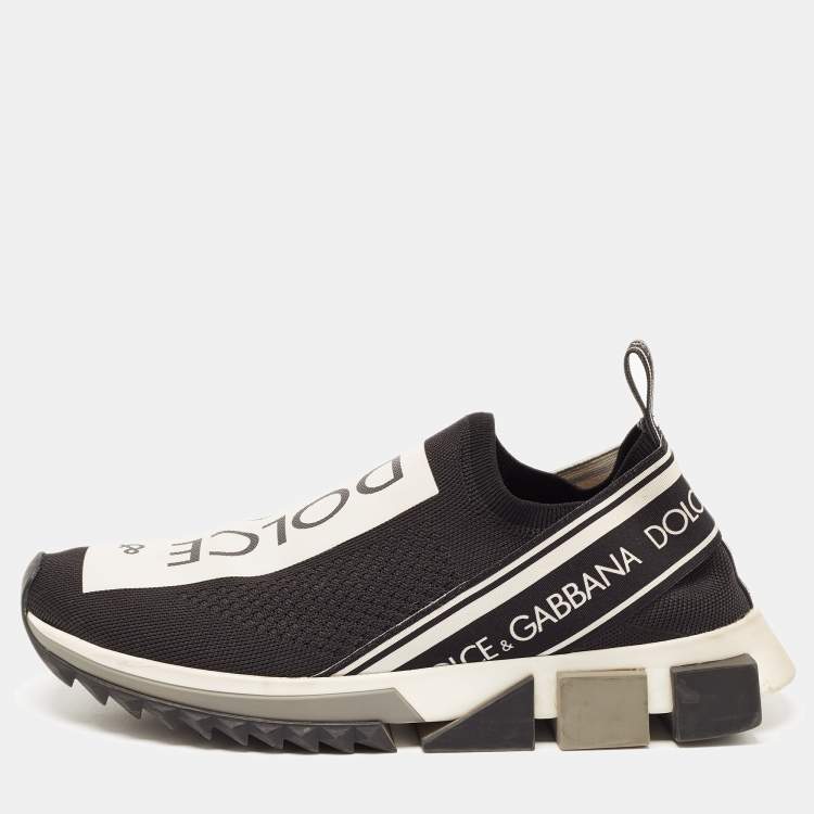 Pre Owned Dolce & Gabbana Black Knit Fabric Sorrento Sneakers Size 40