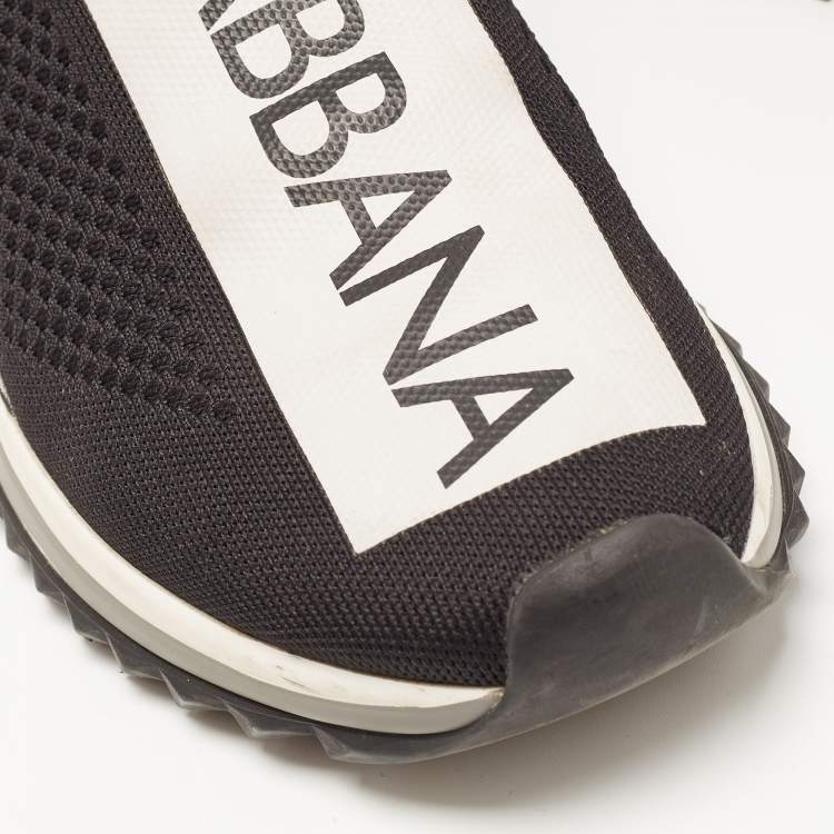 Pre Owned Dolce & Gabbana Black Knit Fabric Sorrento Sneakers Size 40