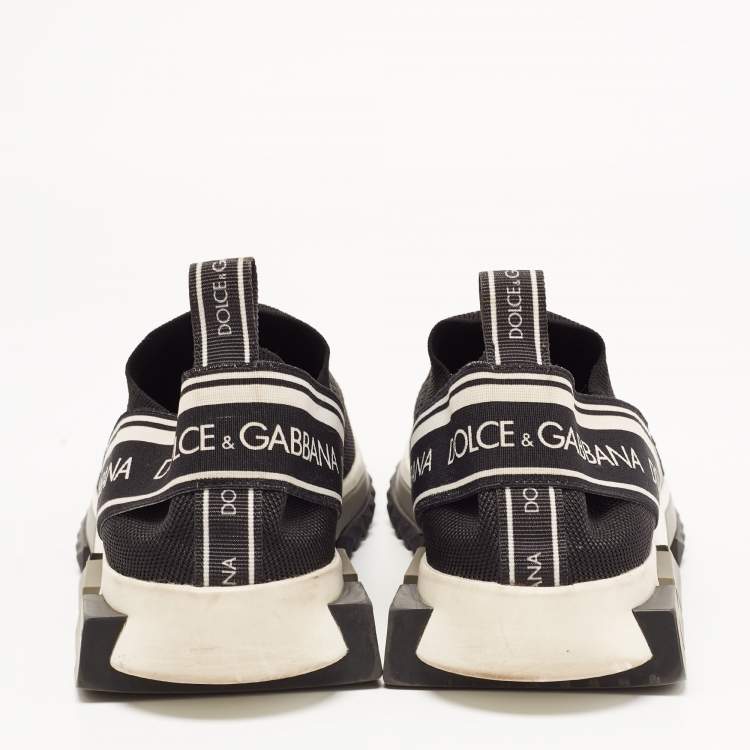 Pre Owned Dolce & Gabbana Black Knit Fabric Sorrento Sneakers Size 40