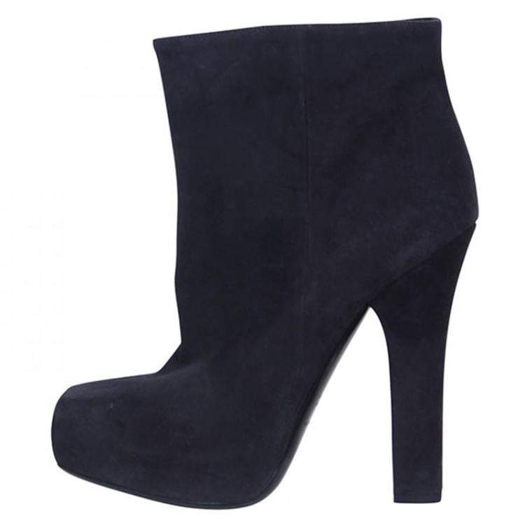 black suede square toe ankle boots