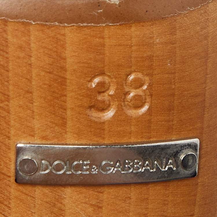 Pre Owned Dolce & Gabbana Mukticolor Floral Canvas and Leather Block Heel Mules Size 38