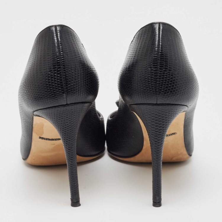 Pre Owned Dolce & Gabbana Black Lizard Leather Bellucci Pumps Size 38