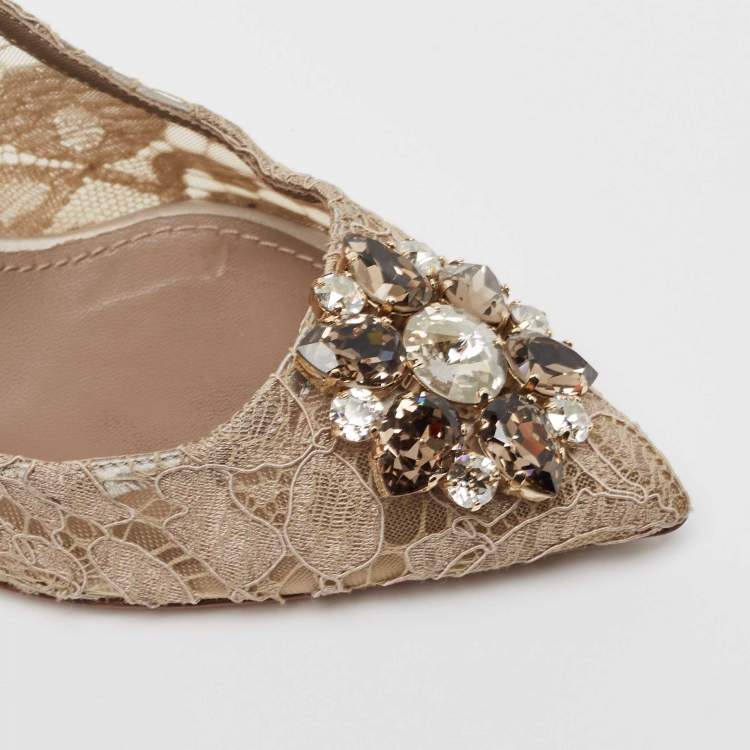 Pre Owned Dolce & Gabbana Beige Lace Belluci Pumps Size 40