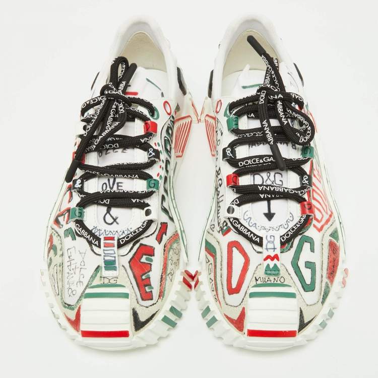 Pre Owned Dolce & Gabbana Multicolor Neoprene and Suede Miami Ns1 Low Top Sneakers Size 38