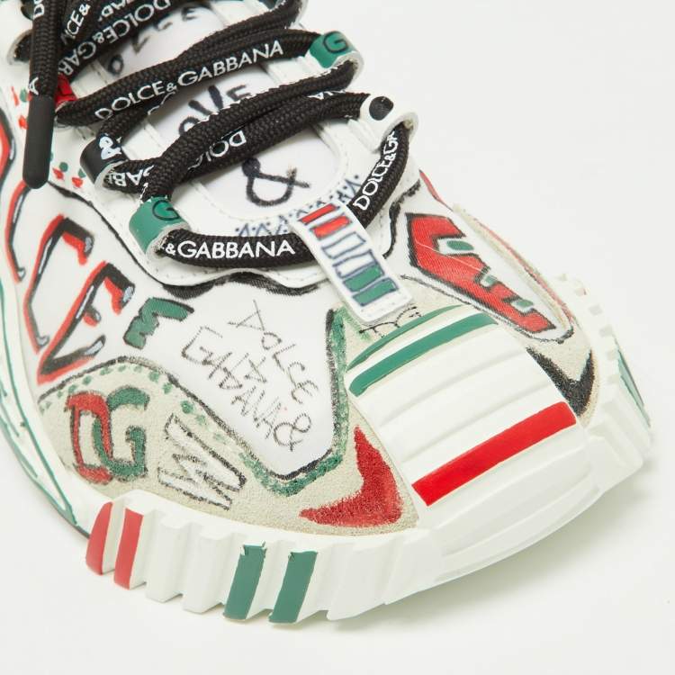 Pre Owned Dolce & Gabbana Multicolor Neoprene and Suede Miami Ns1 Low Top Sneakers Size 38