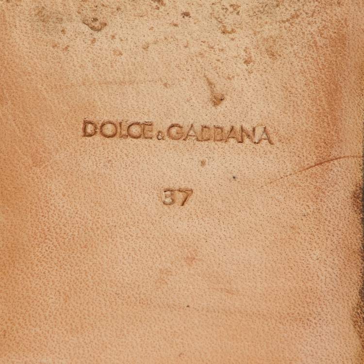 Pre Owned Dolce & Gabbana Burgundy Leather DG Amore Logo Embellished Flat Slides Size 37