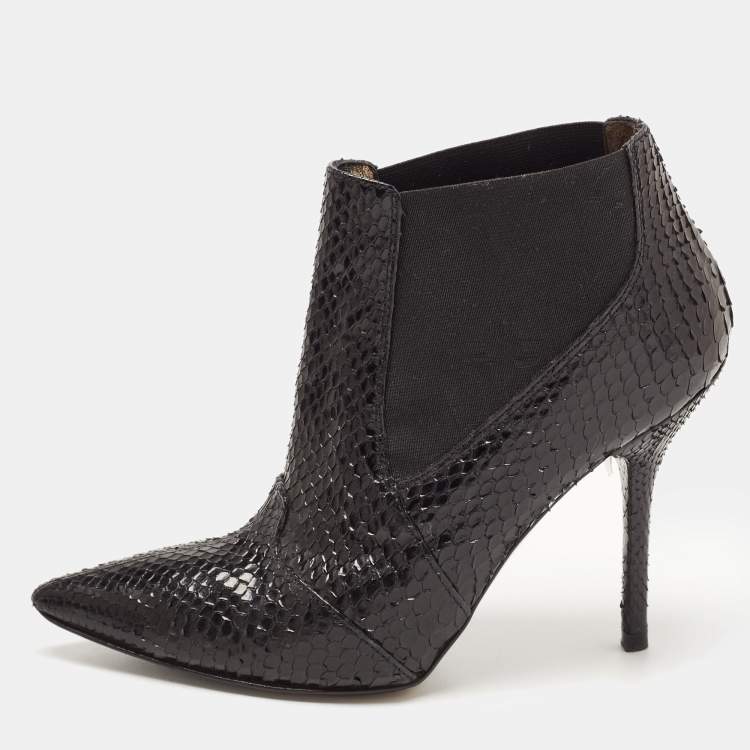 Pre Owned Dolce and Gabbana Black Python Ankle Boots Size 36.5 