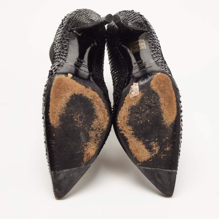 Pre Owned Dolce and Gabbana Black Python Ankle Boots Size 36.5 