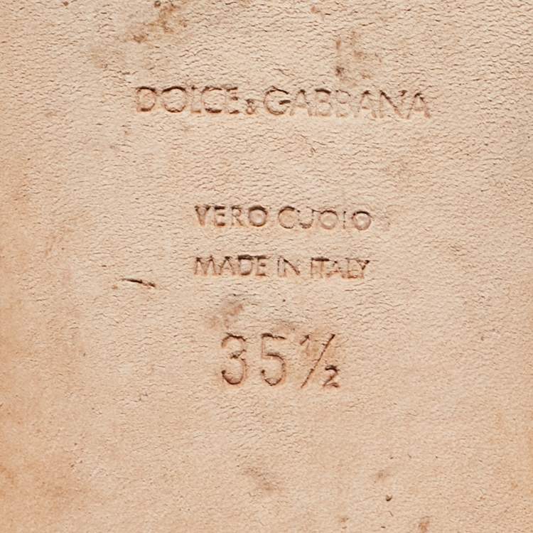 Pre Owned Dolce & Gabbana Brown Leaopard Print Fabric Bellucci Slide Flats Size 35.5