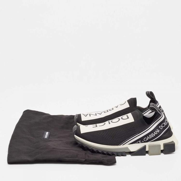 Pre Owned Dolce & Gabbana Black Knit Fabric Sorrento Sneakers Size 39