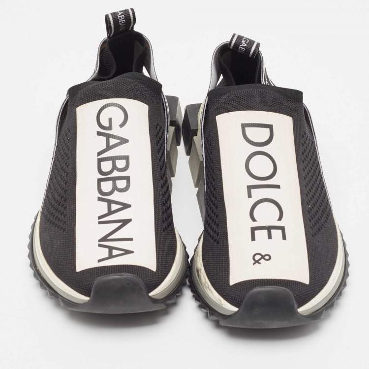 Pre Owned Dolce & Gabbana Black Knit Fabric Sorrento Sneakers Size 39