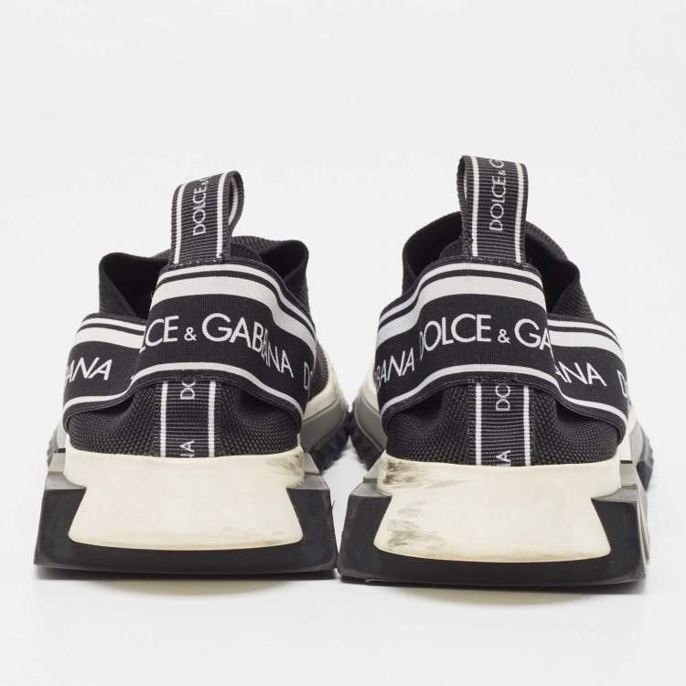 Pre Owned Dolce & Gabbana Black Knit Fabric Sorrento Sneakers Size 39
