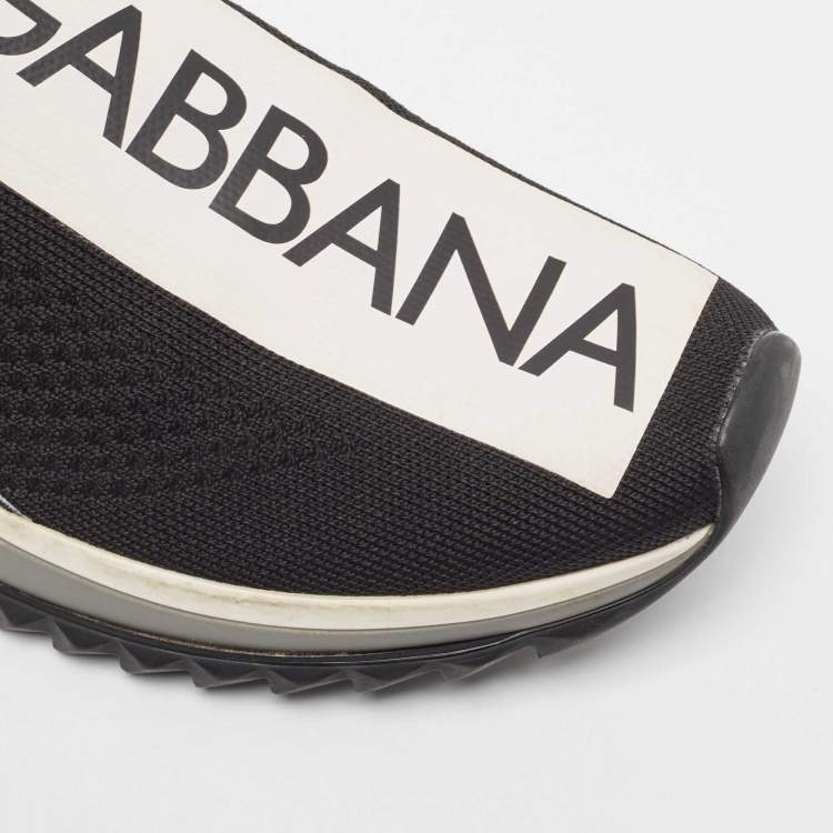 Pre Owned Dolce & Gabbana Black Knit Fabric Sorrento Sneakers Size 39