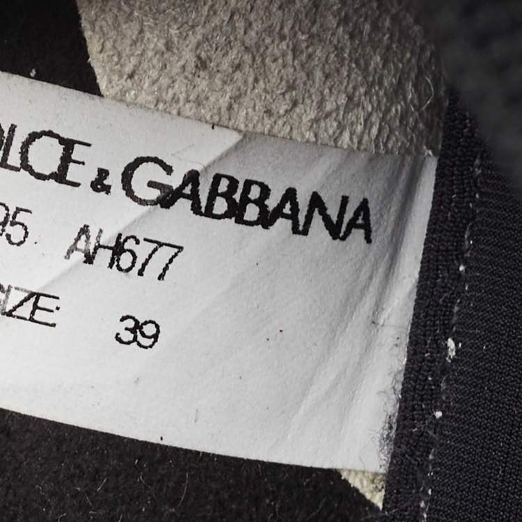 Pre Owned Dolce & Gabbana Black Knit Fabric Sorrento Sneakers Size 39