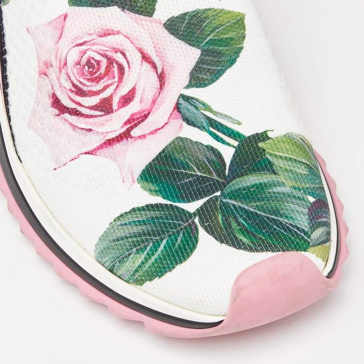 Pre Owned Dolce & Gabbana Tricolor Floral Print Canvas Sorrento Sneakers Size 37