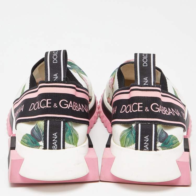 Pre Owned Dolce & Gabbana Tricolor Floral Print Canvas Sorrento Sneakers Size 37