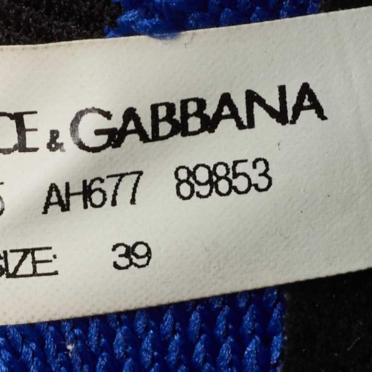 Pre Owned Dolce & Gabbana Blue/Black Knit Fabric Sorrento Sneakers Size 39