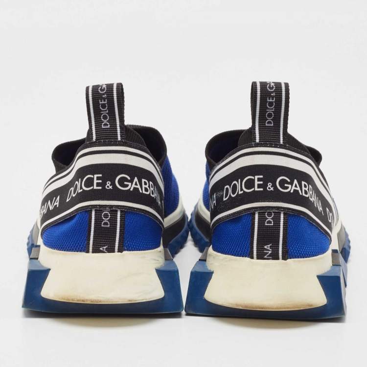 Pre Owned Dolce & Gabbana Blue/Black Knit Fabric Sorrento Sneakers Size 39