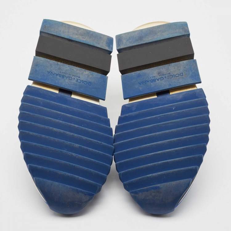 Pre Owned Dolce & Gabbana Blue/Black Knit Fabric Sorrento Sneakers Size 39