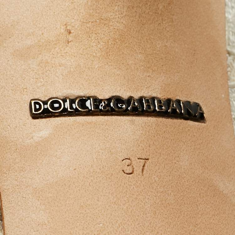 Pre Owned Dolce & Gabbana Grey Lace And Satin Bellucci Pumps Size 37