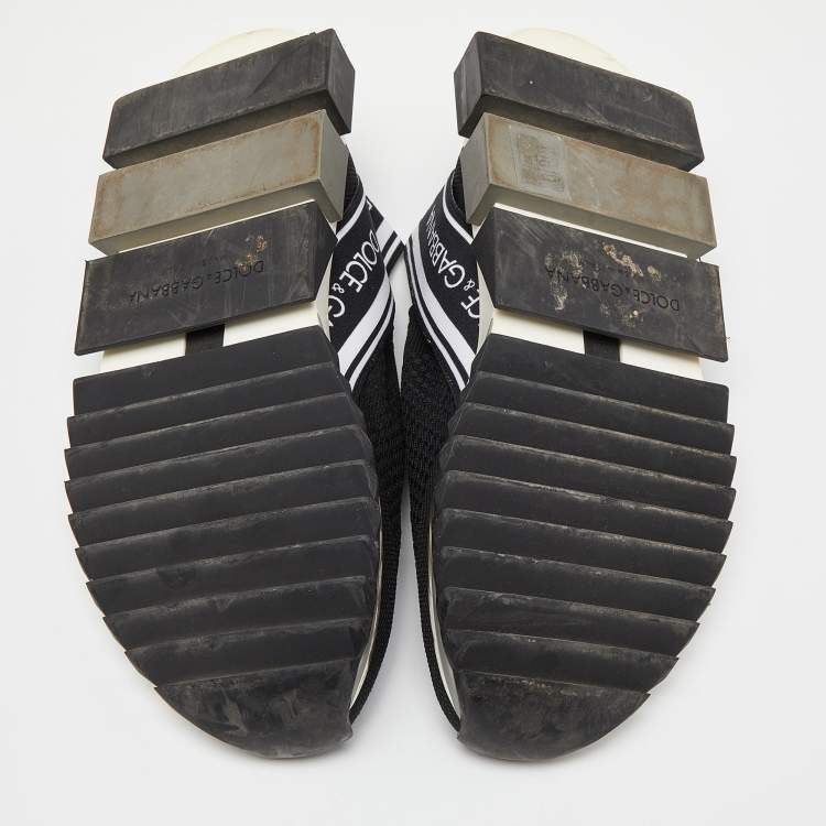 Pre Owned Dolce & Gabbana Black Knit Fabric Sorrento Sneakers Size 39.5