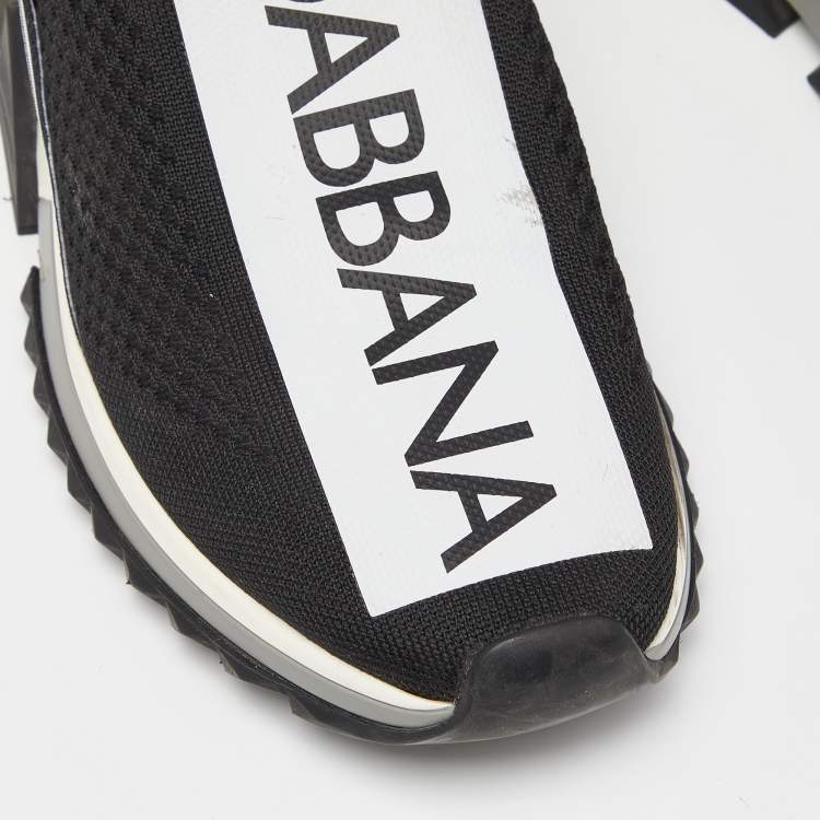Pre Owned Dolce & Gabbana Black Knit Fabric Sorrento Sneakers Size 39.5