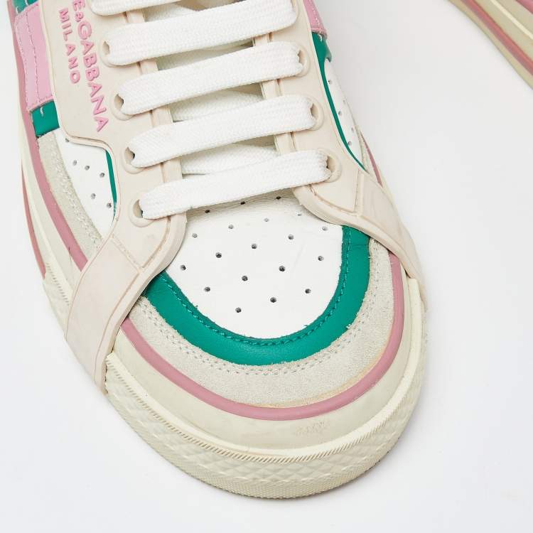Pre Owned Dolce & Gabbana Multicolor Leather and Suede Custom 2.Zero Sneakers Size 38