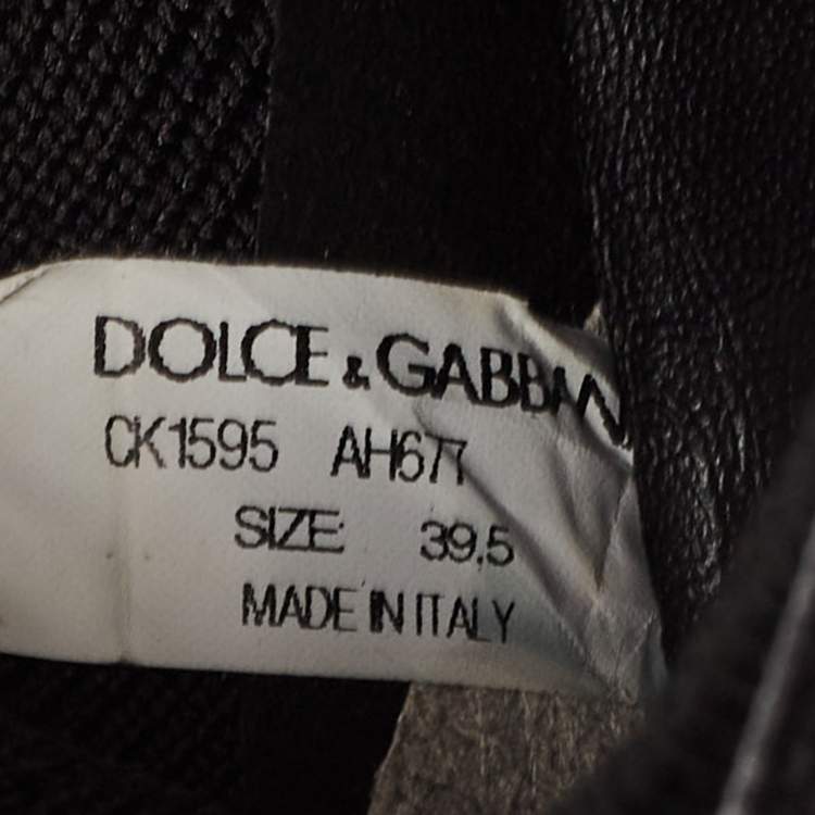 Pre Owned Dolce & Gabbana Black/White Logo Print Knit Fabric Sorrento Sneakers Size 39.5
