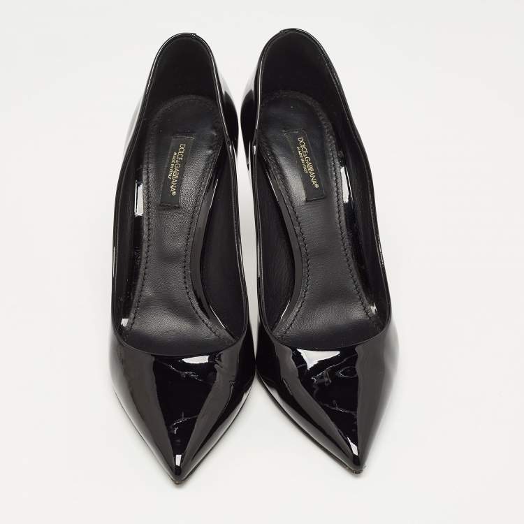 Pre Owned Dolce & Gabbana Black Patent Leather Pointed Toe Pumps Size 38.5