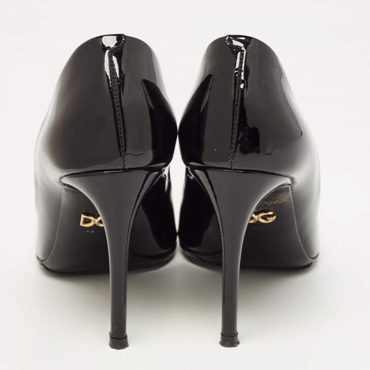 Pre Owned Dolce & Gabbana Black Patent Leather Pointed Toe Pumps Size 38.5