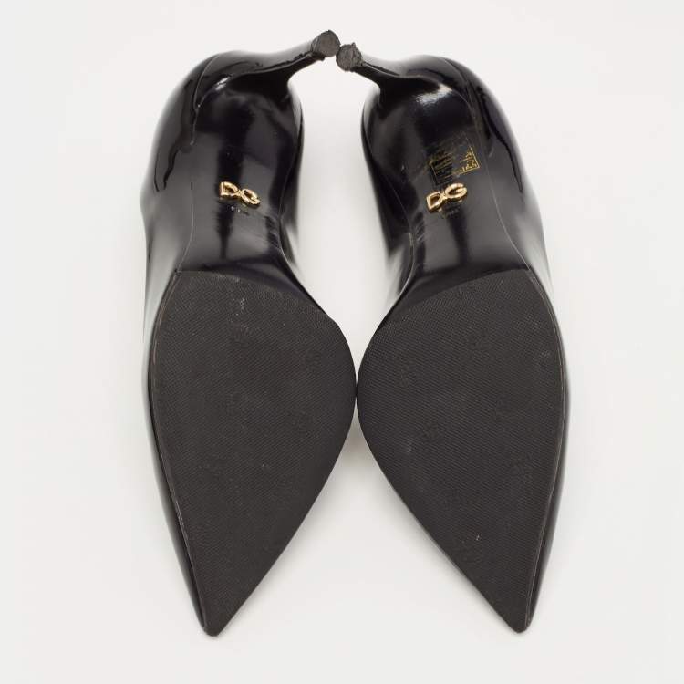 Pre Owned Dolce & Gabbana Black Patent Leather Pointed Toe Pumps Size 38.5