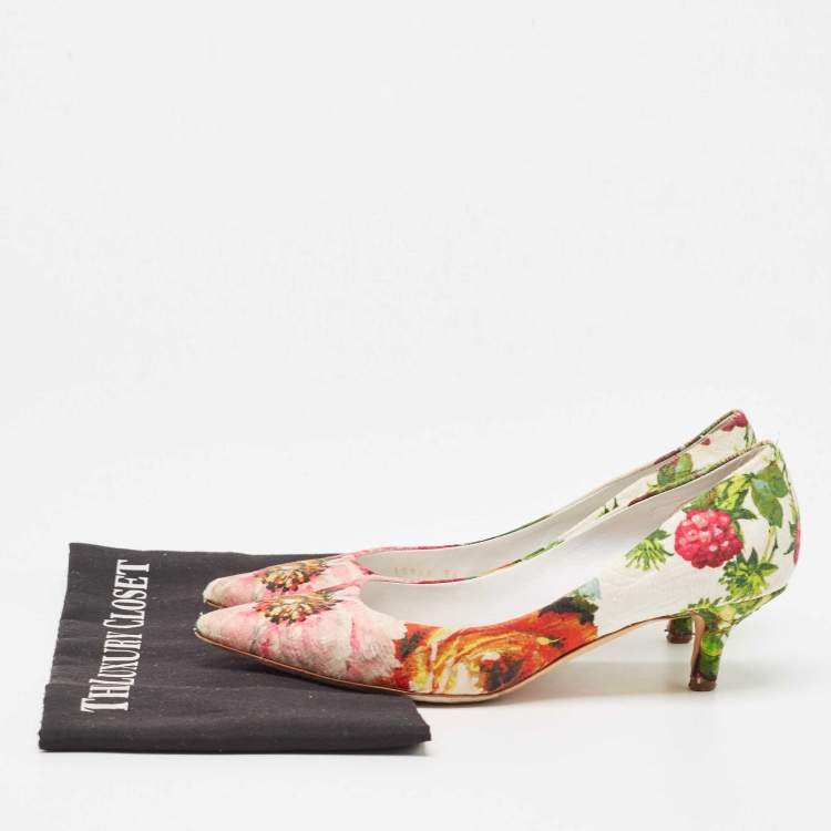 Pre Owned Dolce & Gabbana Multicolor Brocade Fabric Floral Print Pointed Toe Pumps Size 36