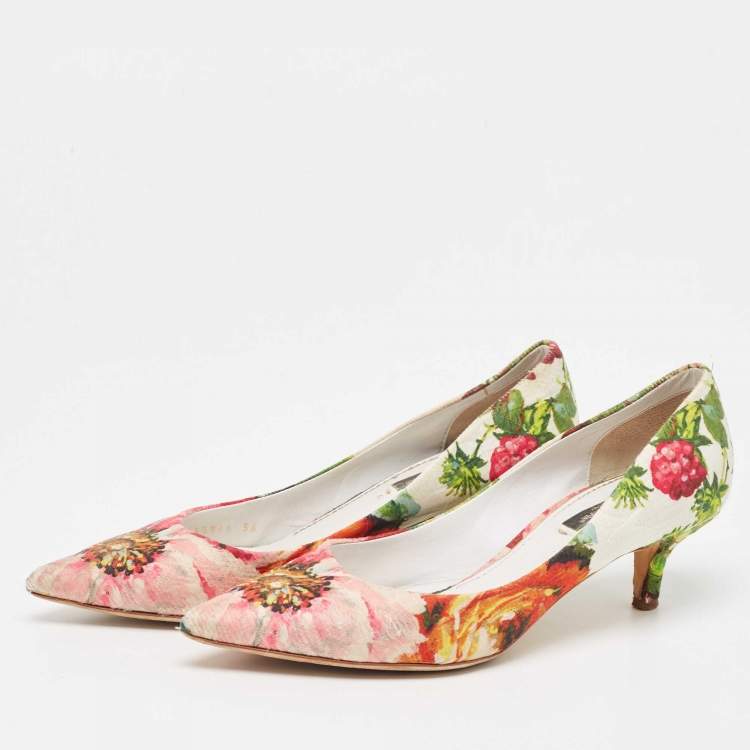 Pre Owned Dolce & Gabbana Multicolor Brocade Fabric Floral Print Pointed Toe Pumps Size 36