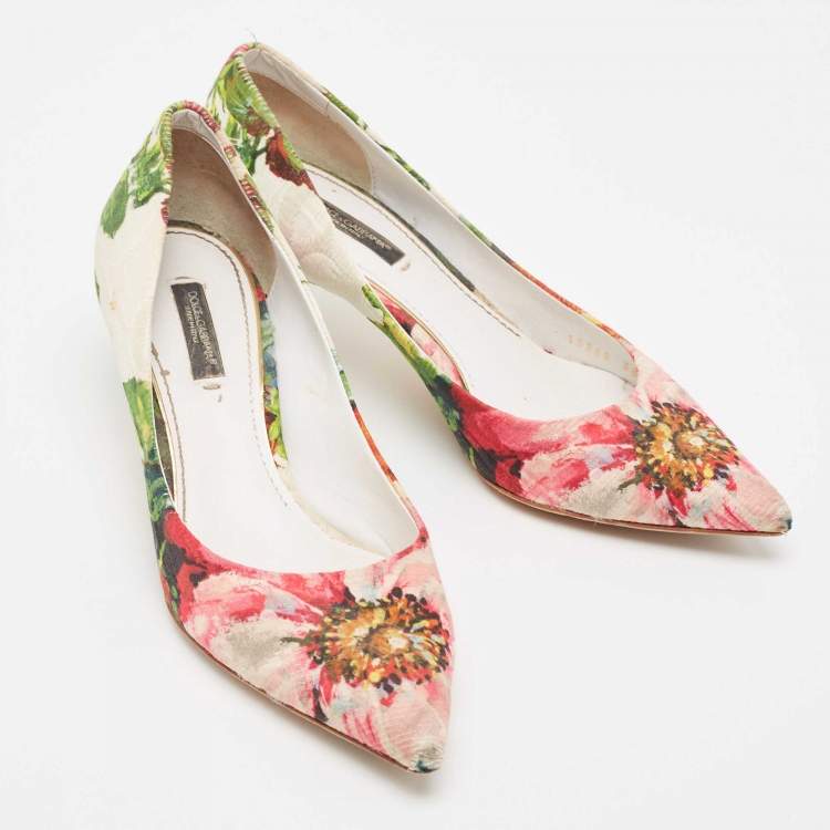 Pre Owned Dolce & Gabbana Multicolor Brocade Fabric Floral Print Pointed Toe Pumps Size 36