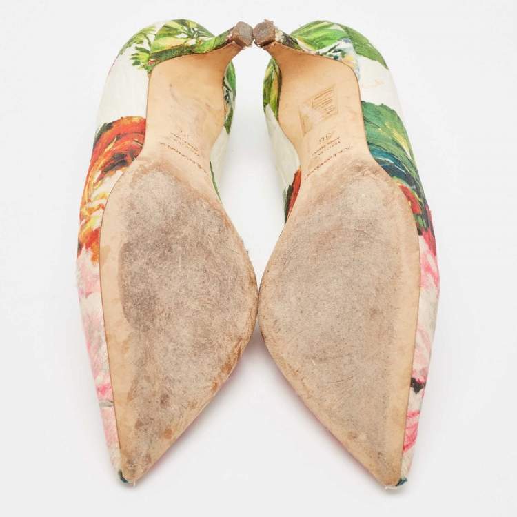 Pre Owned Dolce & Gabbana Multicolor Brocade Fabric Floral Print Pointed Toe Pumps Size 36