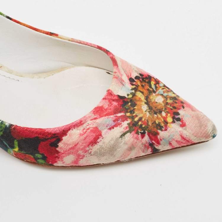 Pre Owned Dolce & Gabbana Multicolor Brocade Fabric Floral Print Pointed Toe Pumps Size 36