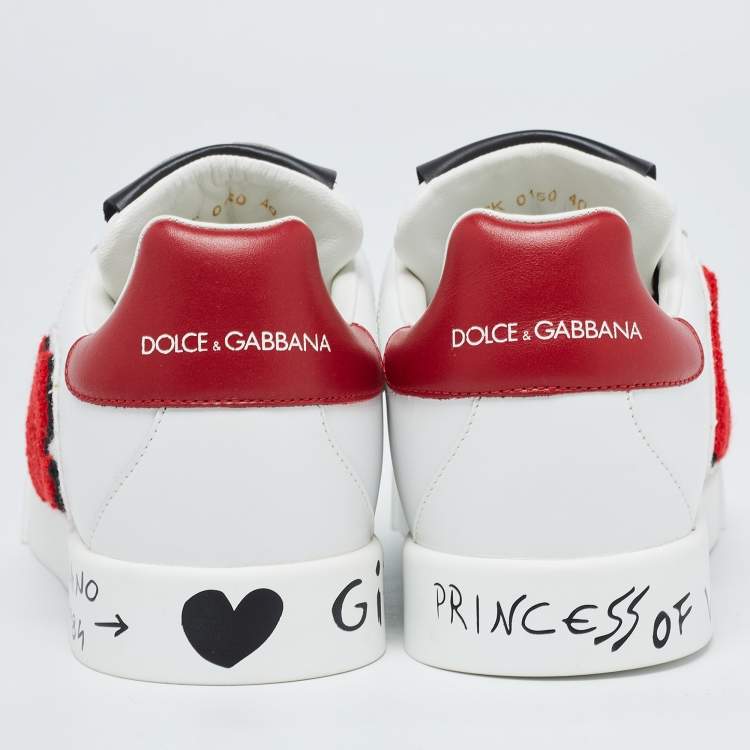 Pre Owned Dolce & Gabbana White Leather Portofino Sneakers Size 40