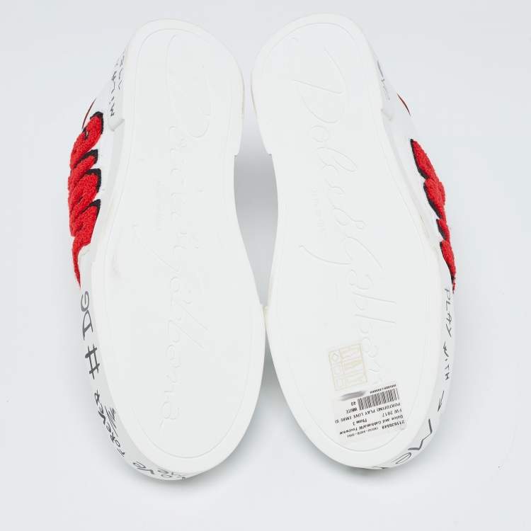 Pre Owned Dolce & Gabbana White Leather Portofino Sneakers Size 40