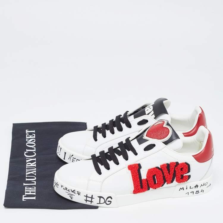 Pre Owned Dolce & Gabbana White Leather Portofino Sneakers Size 40