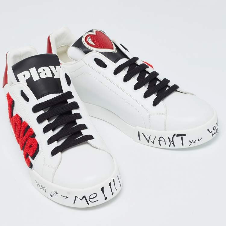 Pre Owned Dolce & Gabbana White Leather Portofino Sneakers Size 40