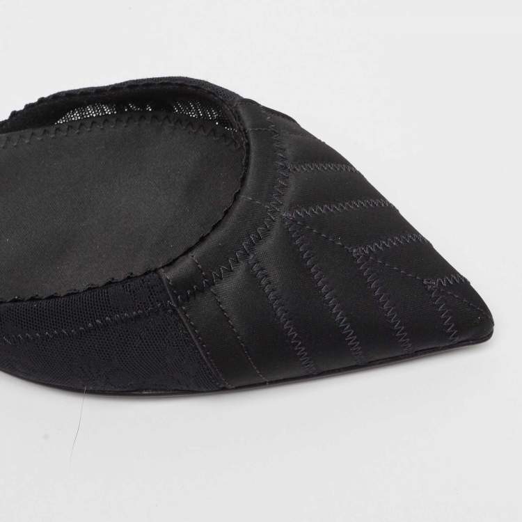 مملوكة مسبقًا Dolce & Gabbana Black Satin and Mesh Slingback Flats Size 37