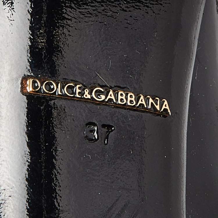 Pre Owned Dolce & Gabbana Black Patent Leather Platform Peep Toe Pumps Size 37
