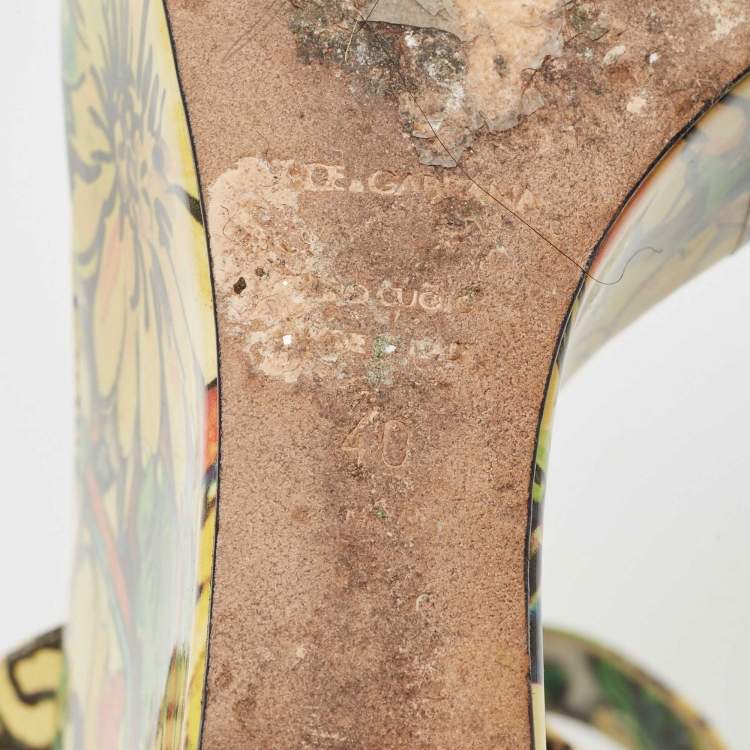 Pre Owned Dolce & Gabbana Multicolor Patent Wedge Platform Ankle Strap Sandals Size 40