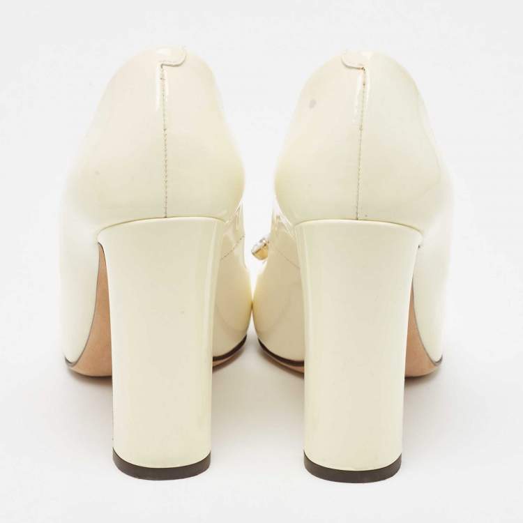 Pre Owned Dolce & Gabbana  Cream  Patent Crystal Embellished Pumps Size 36