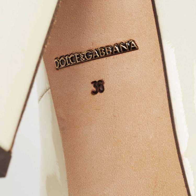 Pre Owned Dolce & Gabbana  Cream  Patent Crystal Embellished Pumps Size 36