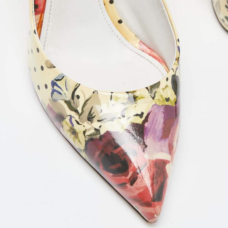 Pre Owned Dolce & Gabbana Multicolor Floral Print Patent Leather Pointed Toe Pumps Size 38