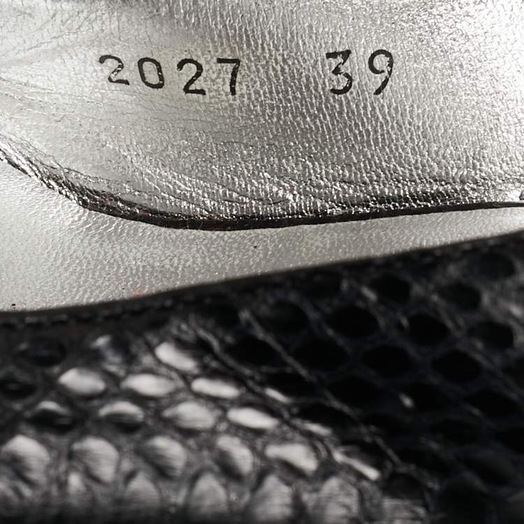Pre Owned Dolce & Gabbana Black Python Slingback Pumps Size 39